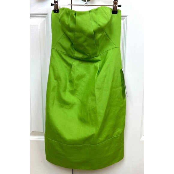 J. Crew Lime Green Strapless Cotton Summer Party Cocktail Mini Dress w/ Pockets - Picture 3 of 13